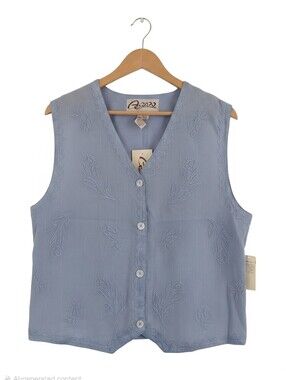 Agapo Women's Periwinkle Embroidered Rayon Cotton Vest Size L